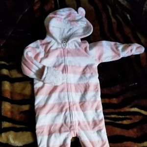 Hooded fleece coverall for baby